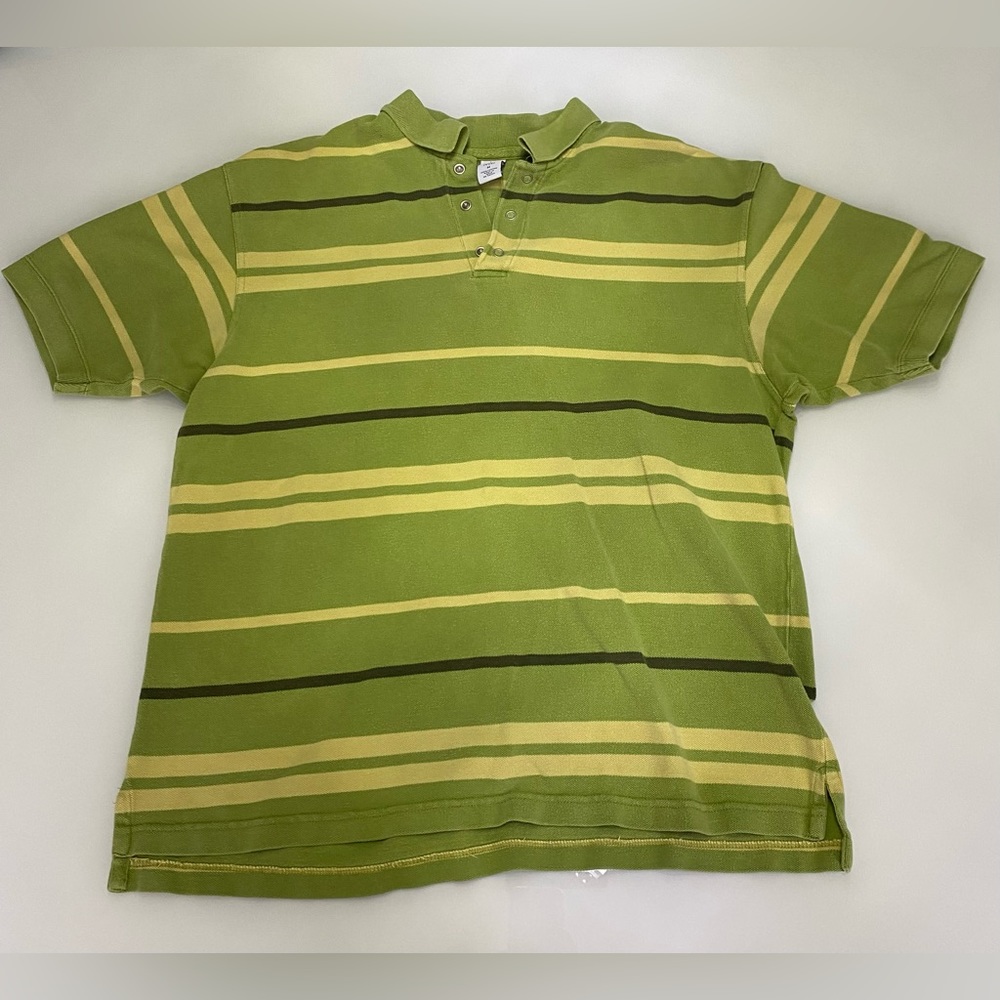 Gap Striped knit Polo Shirt - various shades of cool green stripes - size medium